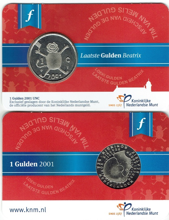 (afbeelding voor) Gulden 2001 in coincard. KNM Uitgifte